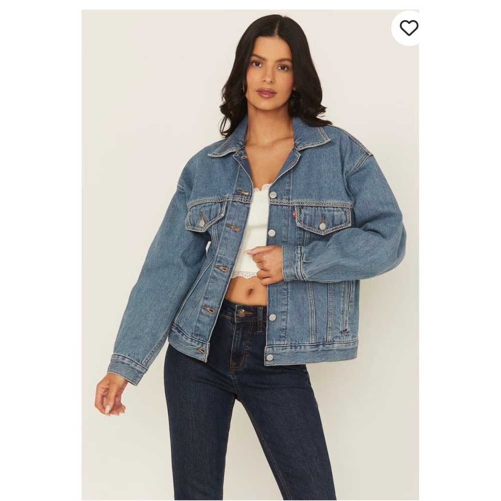 Levis 90s Stitch Trucker Jacket Medium Wash Blue Denim XL A1743-0127